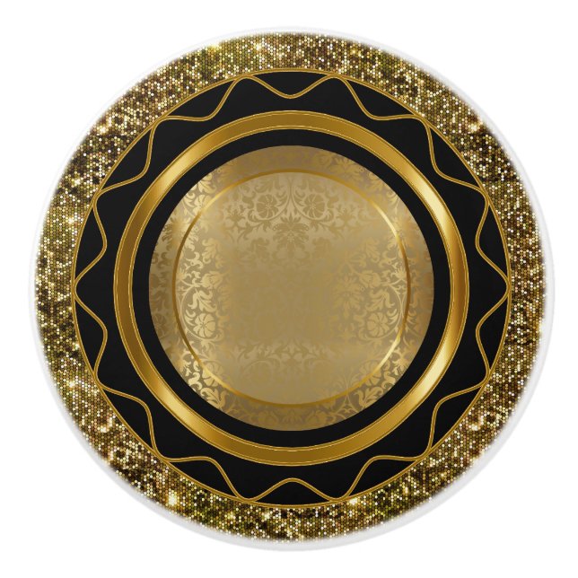 Beautiful Elegant Gold and Black Design Ceramic Knob (Front)
