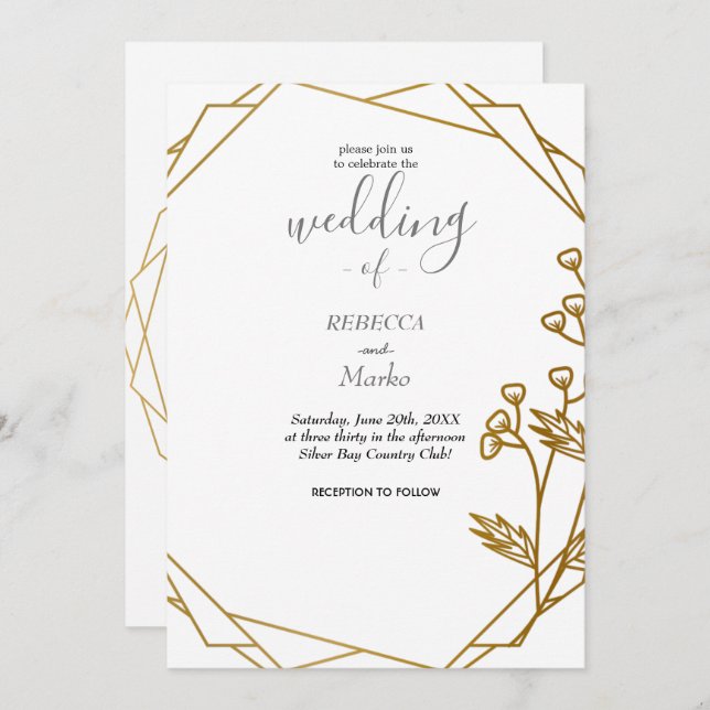 Beautiful elegant gold invitation (Front/Back)