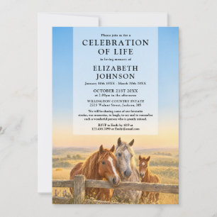 Beautiful Elegant Horses Celebration of Life Invitation