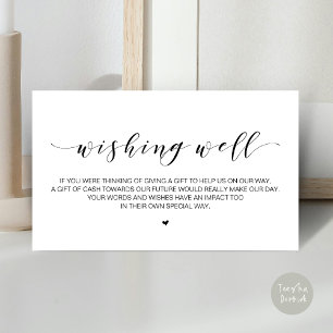 Beautiful Elegant, in Black, Wedding Wishing Well  Enclosure Card