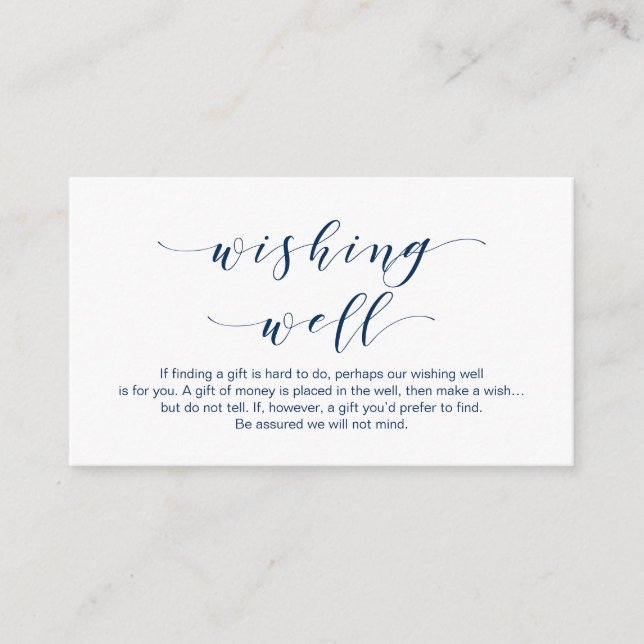 Beautiful Elegant, in Navy B, Wedding Wishing Well Enclosure Card (Front)