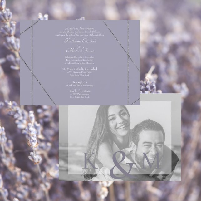 Beautiful Elegant Lavender Photo Wedding III  Invitation (Creator Uploaded)