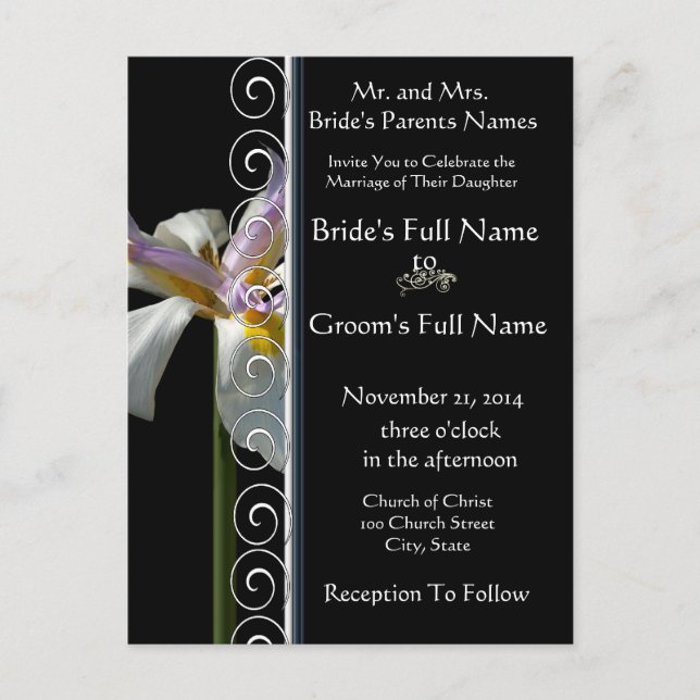 Beautiful Elegant Orchid Wedding Invitation Postcard (Front)