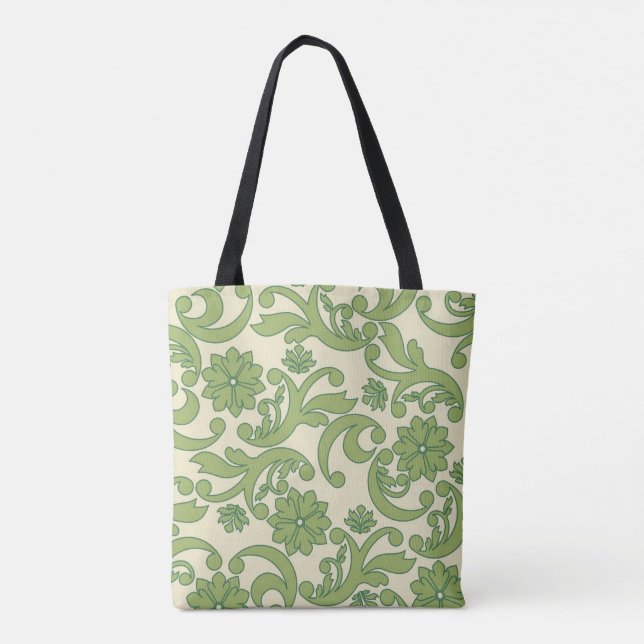 Beautiful elegant pastel floral swirls tote bag (Back)