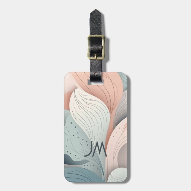 Beautiful elegant pastel leaves design luggage tag (Front Vertical)