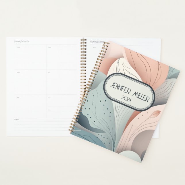 Beautiful elegant pastel leaves design planner (Display)