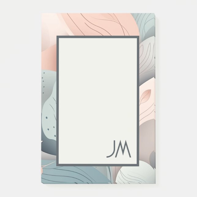 Beautiful elegant pastel leaves design post-it notes (Front)