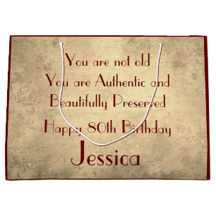 Beautiful elegant personalised 80th Birthday Large Gift Bag