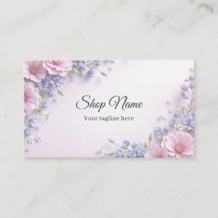 Beautiful Elegant Pink Blue Floral Frame Business Card