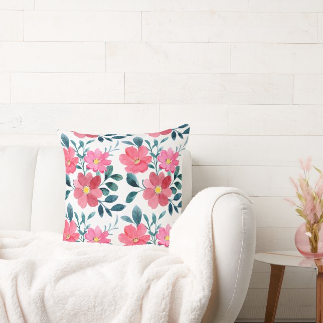 Beautiful Elegant pink flower pattern   Cushion (Couch)