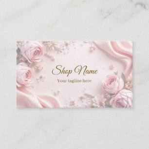 Beautiful Elegant Pink Rose Pearl Silk Real Photo Business Card