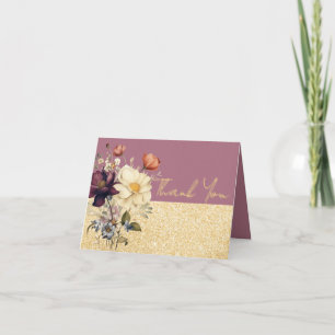 Beautiful Elegant Plum & Gold Wildflower Thank You Card