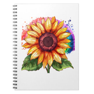 beautiful elegant print with a sunflower  notebook