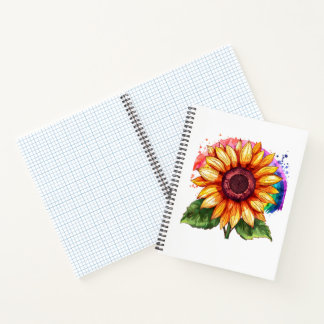 beautiful elegant print with a sunflower  notebook
