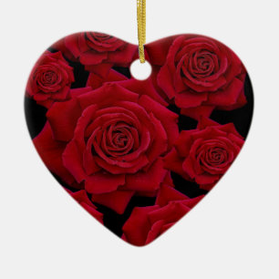 Beautiful & Elegant Red Rose Bloom Pattern Ceramic Tree Decoration