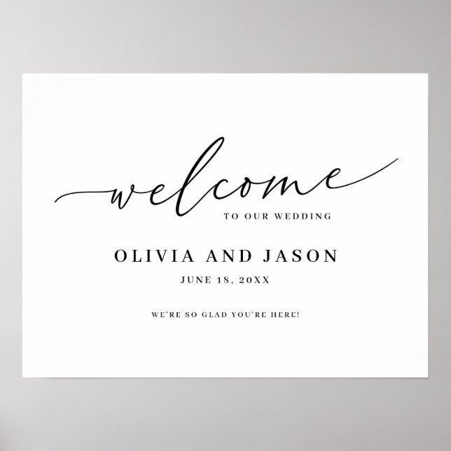 Beautiful Elegant Script Welcome Wedding Sign (Front)