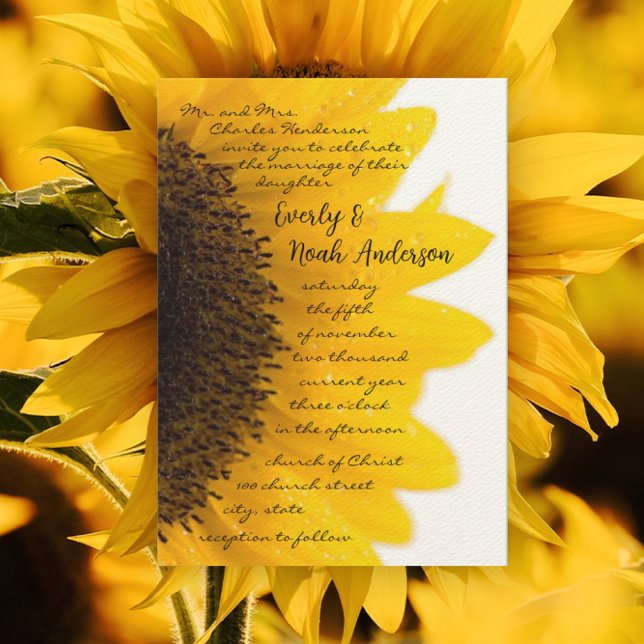 Beautiful Elegant Sunflower Wedding Invitation (Creator Uploaded)