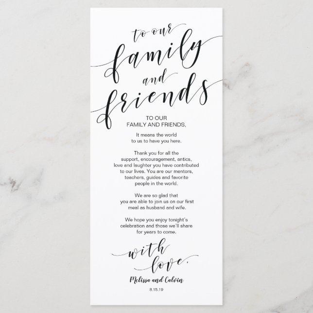 Beautiful Elegant Thank you place setting card (Front)