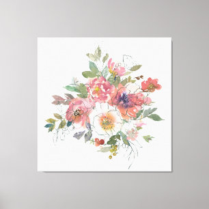 Beautiful Elegant watercolor flowers bouquet art Canvas Print