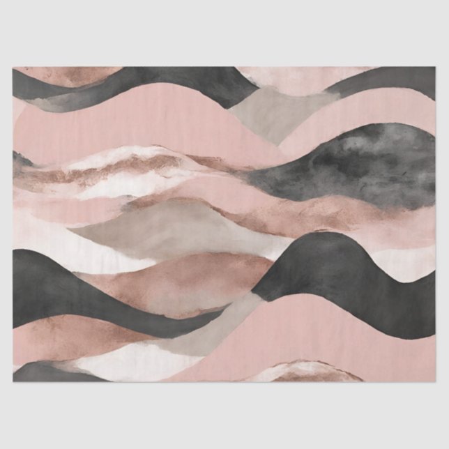 Beautiful Elegant Watercolor Pink Grey Abstract Tissue Paper (Front)