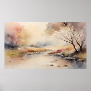 Beautiful Elegant Watercolour Landscape Soft Colou Poster