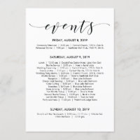 Beautiful Elegant Wedding Timeline/ Itinerary Card