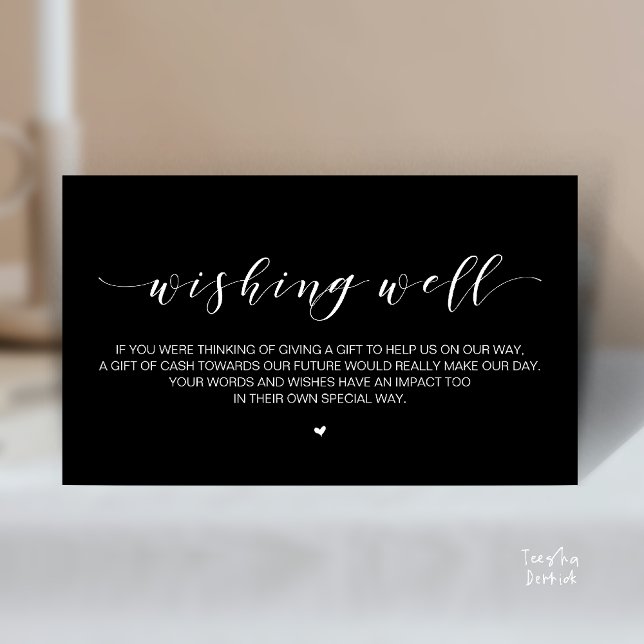 Beautiful Elegant Wedding Wishing Well, Gifts Enclosure Card (Beautiful Elegant Wedding Wishing Well, A Note On Gifts Enclosure Card in Black and White)