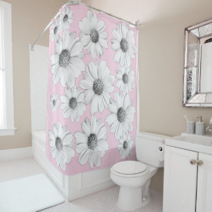 Beautiful Elegant White Daisies on soft pink Shower Curtain