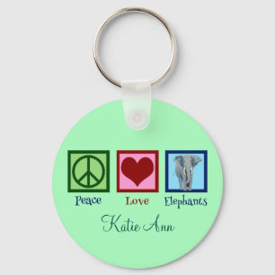 Beautiful Elephant Custom Mint Green Key Ring