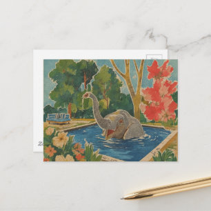 Beautiful Elephant in the pool Postcard