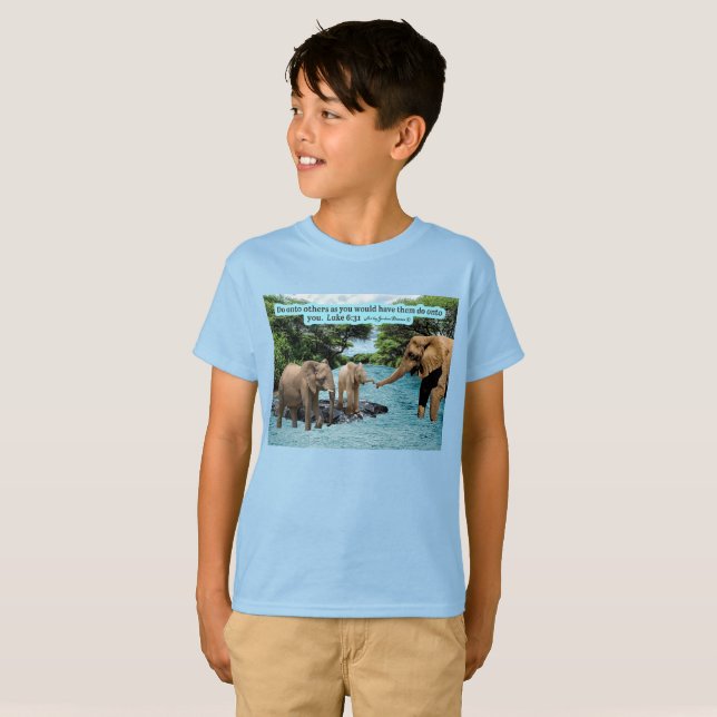 Beautiful Elephant Scripture Luke 6:31 T-Shirt (Front Full)