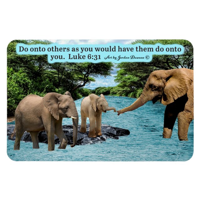 Beautiful Elephant Scripture Magnet   Luke 6:31 (Horizontal)