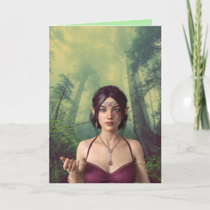 BEAUTIFUL ELF GIRL IN FOREST BIRTHDAY HER CARDS