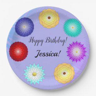 Beautiful Embellishing Multicolored Flowers Paper Plate