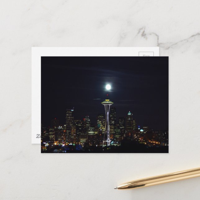 Beautiful Emerald City Seattle Space Needle Postca Postcard (Front/Back In Situ)