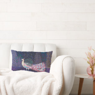 Beautiful Emerald Green Turquoise Peacock Lumbar Cushion