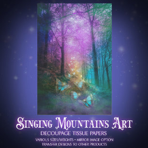 Beautiful Enchanted Forest Butterflies Decoupage Tissue Paper