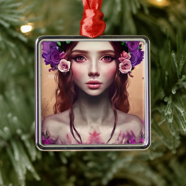 Beautiful Enchantress Fantasy AI Art   Metal Tree Decoration (Tree)