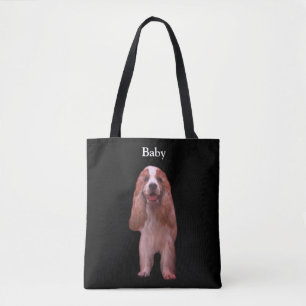 Beautiful English Cocker Spaniel Dog on Black Tote Bag