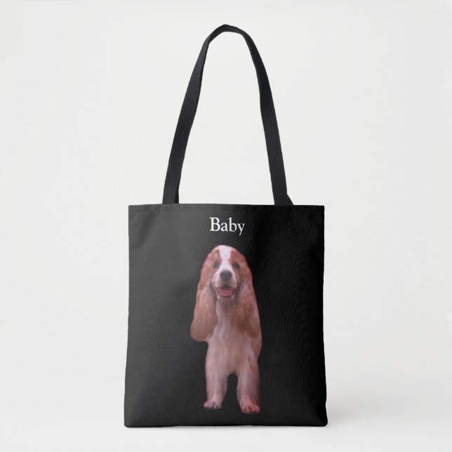 Beautiful English Cocker Spaniel Dog on Black Tote Bag (Front)