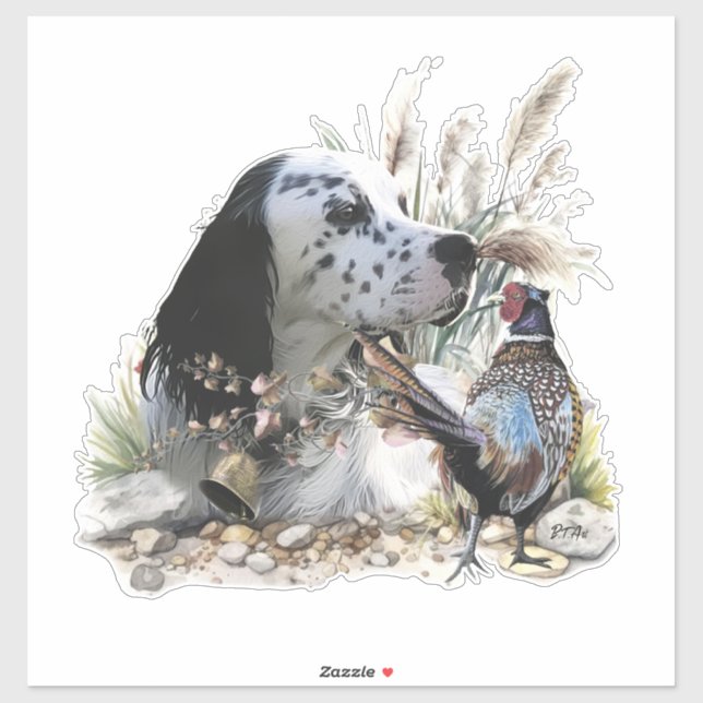 Beautiful English Setter with Pheasant ,  Art  (Sheet)