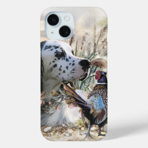 Beautiful English Setter with Pheasant ,  Art  iPhone 15 Case
