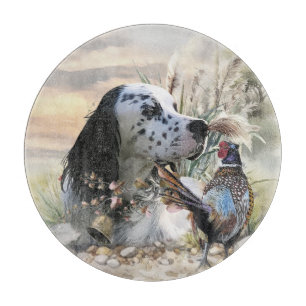 Beautiful English Setter with Pheasant ,  Art  Cutting Board
