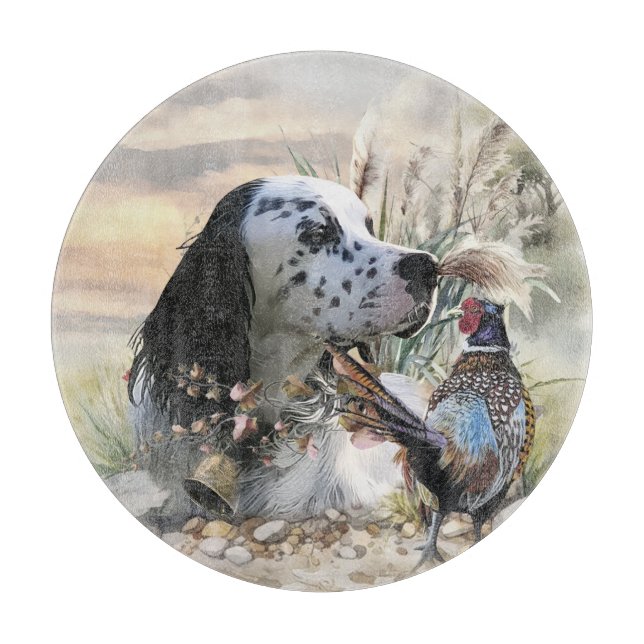 Beautiful English Setter with Pheasant ,  Art  Cutting Board (Front)