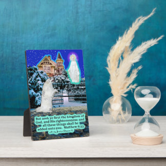 Beautiful Eskie and Angel Scripture Matthew 6:33 Plaque