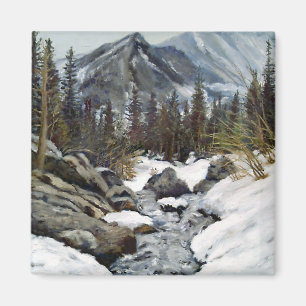 Beautiful Estes Park Colorado Winter Stream Magnet