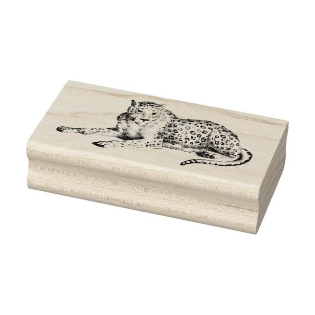 Beautiful Etched Snow Leopard Rubber Art Stamp (Stamp)