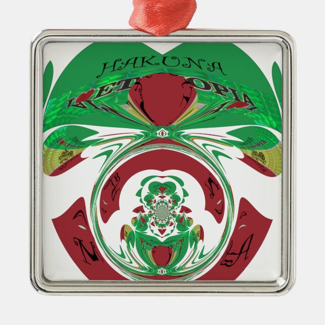 Beautiful Ethiopia Lovely Hakuna Matata I love Hea Metal Tree Decoration (Front)