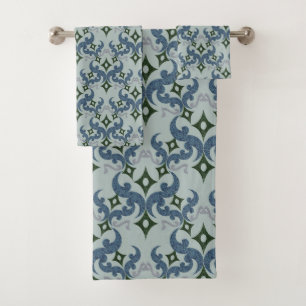 Beautiful ethnic Damascus pattern pointillism Bath Towel Set