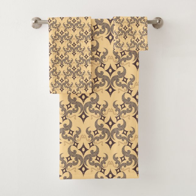 Beautiful ethnic Damascus pattern pointillism Bath Towel Set (Insitu)